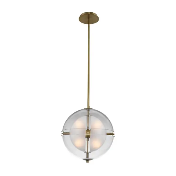 Mid-Century inspiration featuring an open split glass globe encasement. G9 LED lamps included. Collection: Sussex Rooms: Dining, Den, Entry, Bed Finish: Winter Brass Glass: Clear Hemisphere Glass Notes: Includes (1) 6`` (1) 12`` (1) 24`` Stems Width: 14.00" Height: 22.00" Length: 14.00" Weight: 12.00 lb Wire: 96" Rod: (1) 6", (1) 12", (1) 24" Canopy: 6"x1" Bulbs Included Number of Bulbs: 4 Maximum Wattage: 4.00 W Bulb Type: G-9 Bulb Base: G9 Light Source: LED Light Output: 480.00 lm Color Temperature: 3000 K CRI: 80 Dimmable Voltage: 120.00 V Material: Steel , Glass Country of Origin: China Safety Listing: cETL Safety Rating: Dry LED