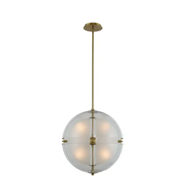 Mid-Century inspiration featuring an open split glass globe encasement. G9 LED lamps included. Collection: Sussex Rooms: Dining, Den, Entry, Bed Finish: Winter Brass Glass: Clear Hemisphere Glass Notes: Includes (1) 6`` (1) 12`` (1) 24`` Stems Width: 18.00" Height: 26.00" Length: 18.00" Weight: 20.00 lb Wire: 96" Rod: (1) 6", (1) 12", (1) 24" Canopy: 6"x1" Bulbs Included Number of Bulbs: 4 Maximum Wattage: 4.00 W Bulb Type: G-9 Bulb Base: G9 Light Source: LED Light Output: 480.00 lm Color Temperature: 3000 K CRI: 80 Dimmable Voltage: 120.00 V Material: Steel , Glass Country of Origin: China Safety Listing: cETL Safety Rating: Dry LED