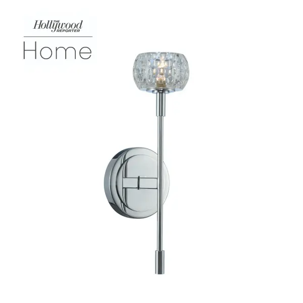 Mae features a sleek minimal design featuring stainless steel construction and romantic dimpled glass for a softer edge. G9 LED lamps included. Collection: Mae Rooms: Bed, Bath, Hall, Office Finish: Chrome Glass: Dimpled Clear Optic Glass Width: 5.00" Height: 15.00" Length: 5.00" Weight: 4.00 lb Extension from Wall: 5.00" Wire: 7" Mounting Height: 9.00" Canopy: 5"x5" Bulbs Included Number of Bulbs: 1 Maximum Wattage: 3.00 W Bulb Type: G9 Bulb Base: G9 Light Source: LED Light Output: 300.00 lm Color Temperature: 3000 K CRI: 80 Dimmable Voltage: 120.00 V Material: Steel , Glass Country of Origin: China Safety Listing: cETL Safety Rating: Damp LED