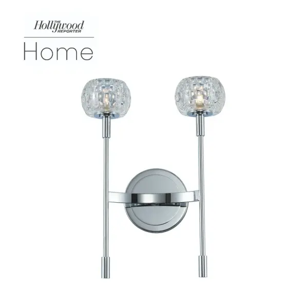 Mae features a sleek minimal design featuring stainless steel construction and romantic dimpled glass for a softer edge. G9 LED lamps included. Collection: Mae Rooms: Bed, Bath, Hall, Office Finish: Chrome Glass: Dimpled Clear Optic Glass Width: 11.00" Height: 15.00" Length: 5.00" Weight: 7.00 lb Extension from Wall: 5.00" Wire: 7" Mounting Height: 9.00" Canopy: 5"x5" Bulbs Included Number of Bulbs: 2 Maximum Wattage: 3.00 W Bulb Type: G-9 Bulb Base: G9 Light Source: LED Light Output: 300.00 lm Color Temperature: 3000 K CRI: 80 Dimmable Voltage: 120.00 V Material: Steel , Glass Country of Origin: China Safety Listing: cETL Safety Rating: Damp LED