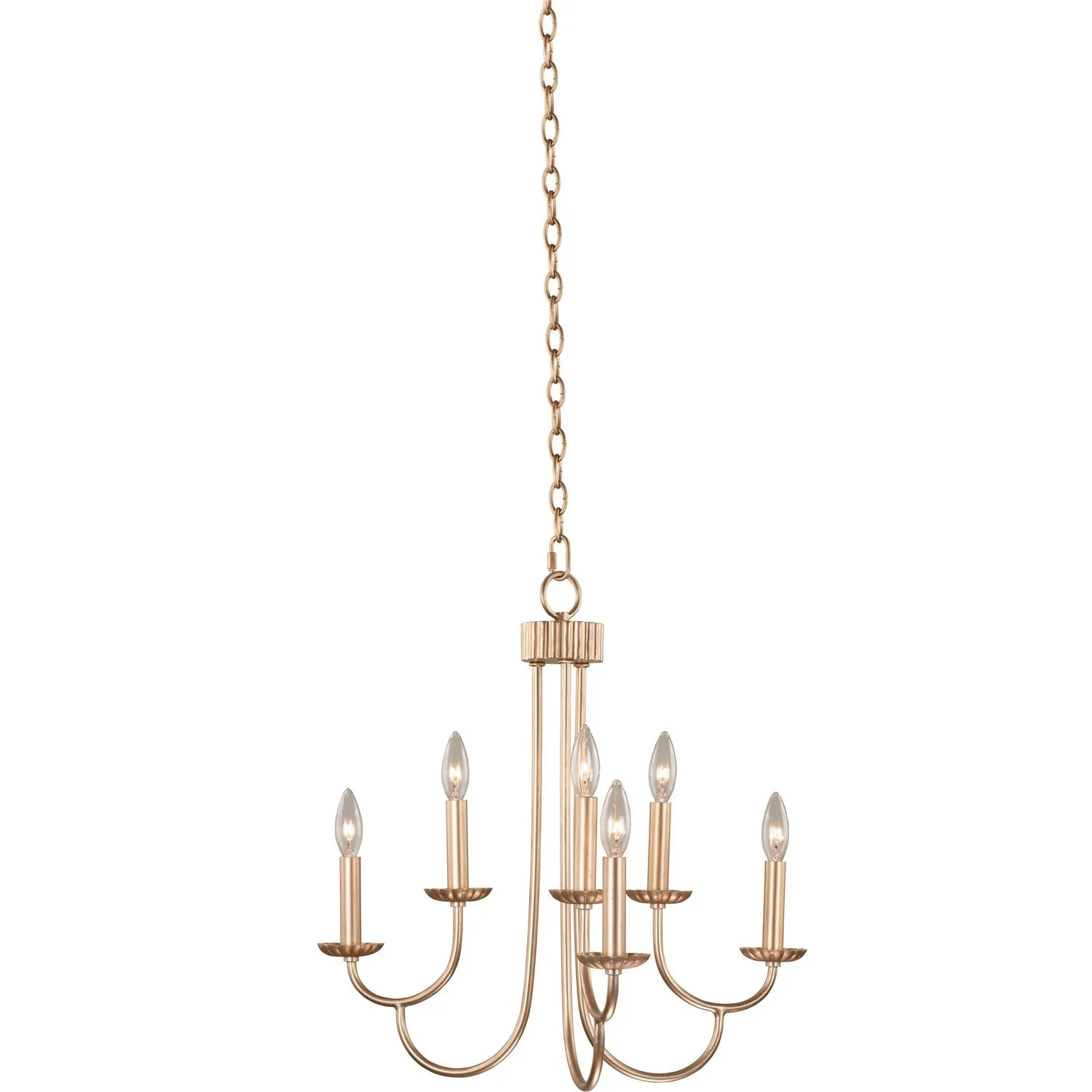 Kiera Six Light Chandelier in Modern Gold