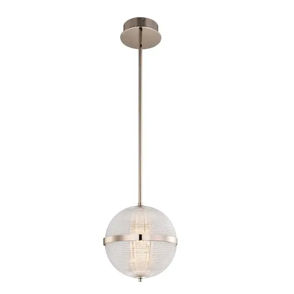 The Portland Collection offers a great variety of options for the kitchen, powder room, mudroom and more. Simple globe or oval shapes are easy to coordinate in any room. Available in Polished Nickel (PN) or Winter Brass (WB). Collection: Portland Rooms: Kitchen, Entry, Bed, Office Finish: Polished Nickel Glass: Clear Criss Cross Glass Width: 10.00" Height: 19.00" Length: 10.00" Weight: 14.00 lb Wire: 96" Rod: (1) 6", (1) 12", (1) 24" Canopy: 6"x2" Bulbs Included Maximum Wattage: 12.00 W Bulb Type: LED Light Source: LED Light Output: 1080.00 lm Color Temperature: 2700 K CRI: 80 Dimmable Voltage: 120.00 V Material: Steel, Fresnel Glass Country of Origin: China Safety Listing: cETL Safety Rating: Dry LED