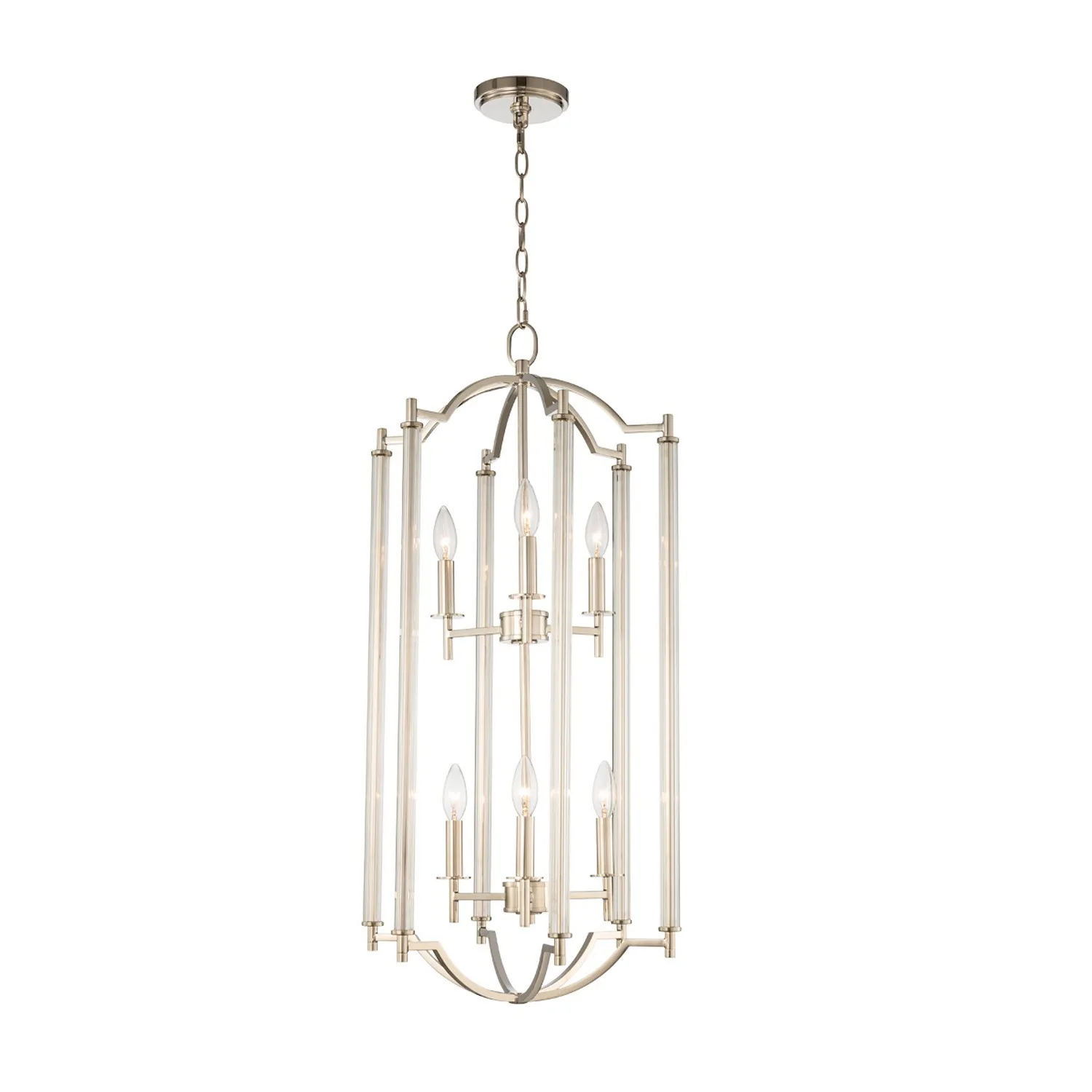 Provence Six Light Foyer Pendant in Polished Nickel