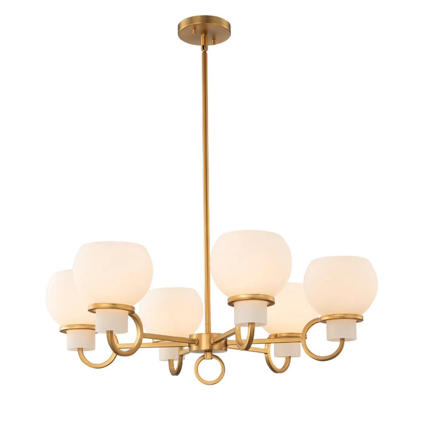 Ascher Six Light Chandelier in Winter Brass