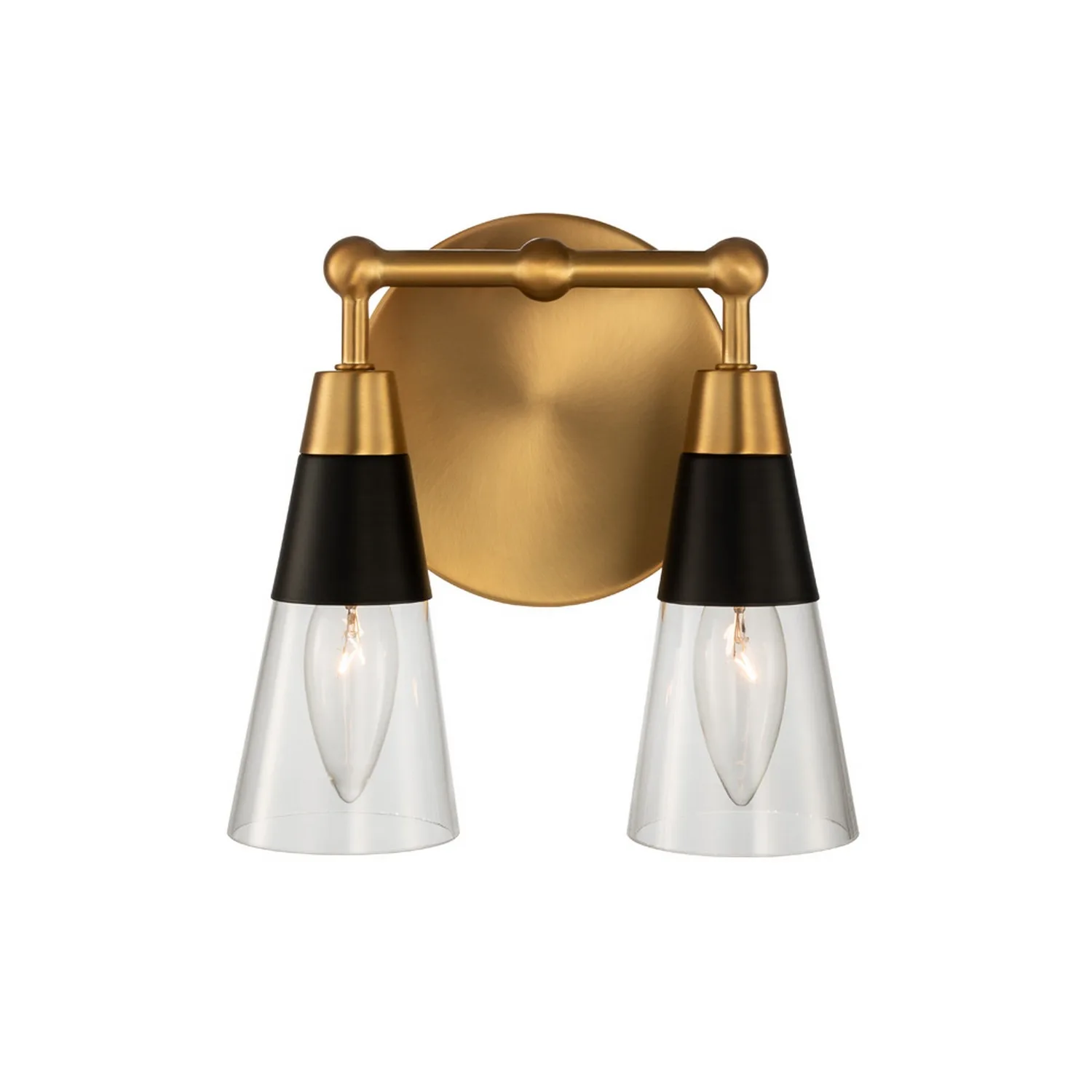 Ponti Two Light Bath in Matte Black w New Brass