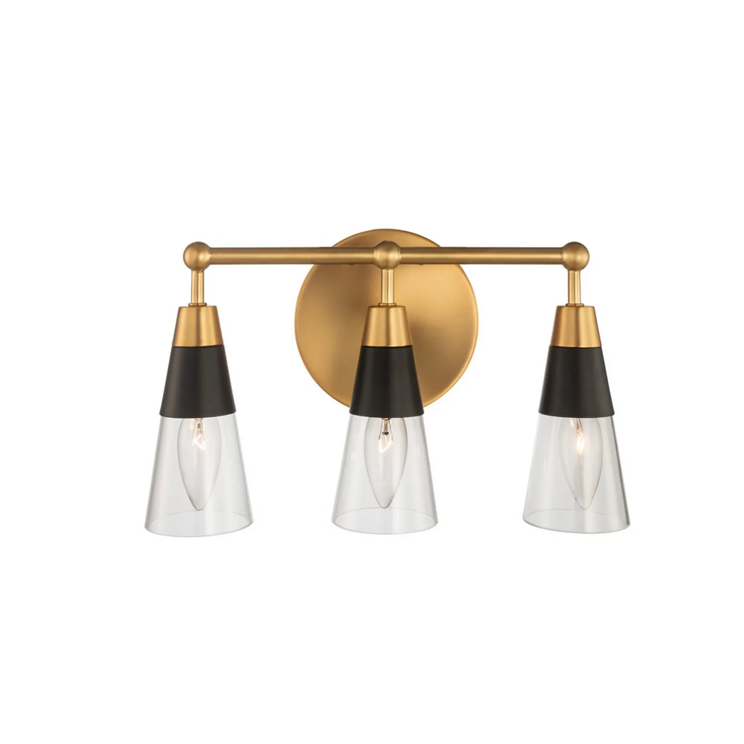 Ponti Three Light Bath in Matte Black w New Brass