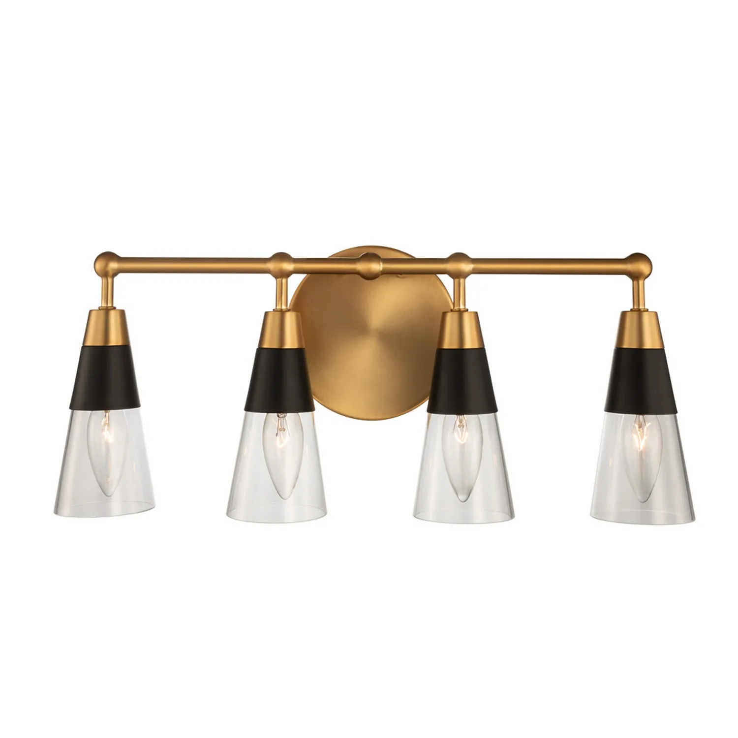 Ponti Four Light Bath in Matte Black w New Brass