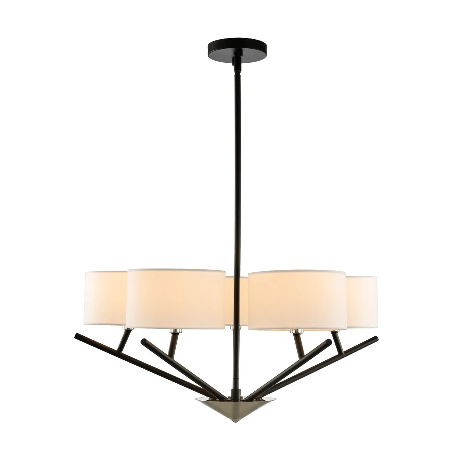 Tahoe Five Light Chandelier in Matte Black w Polished Nickel
