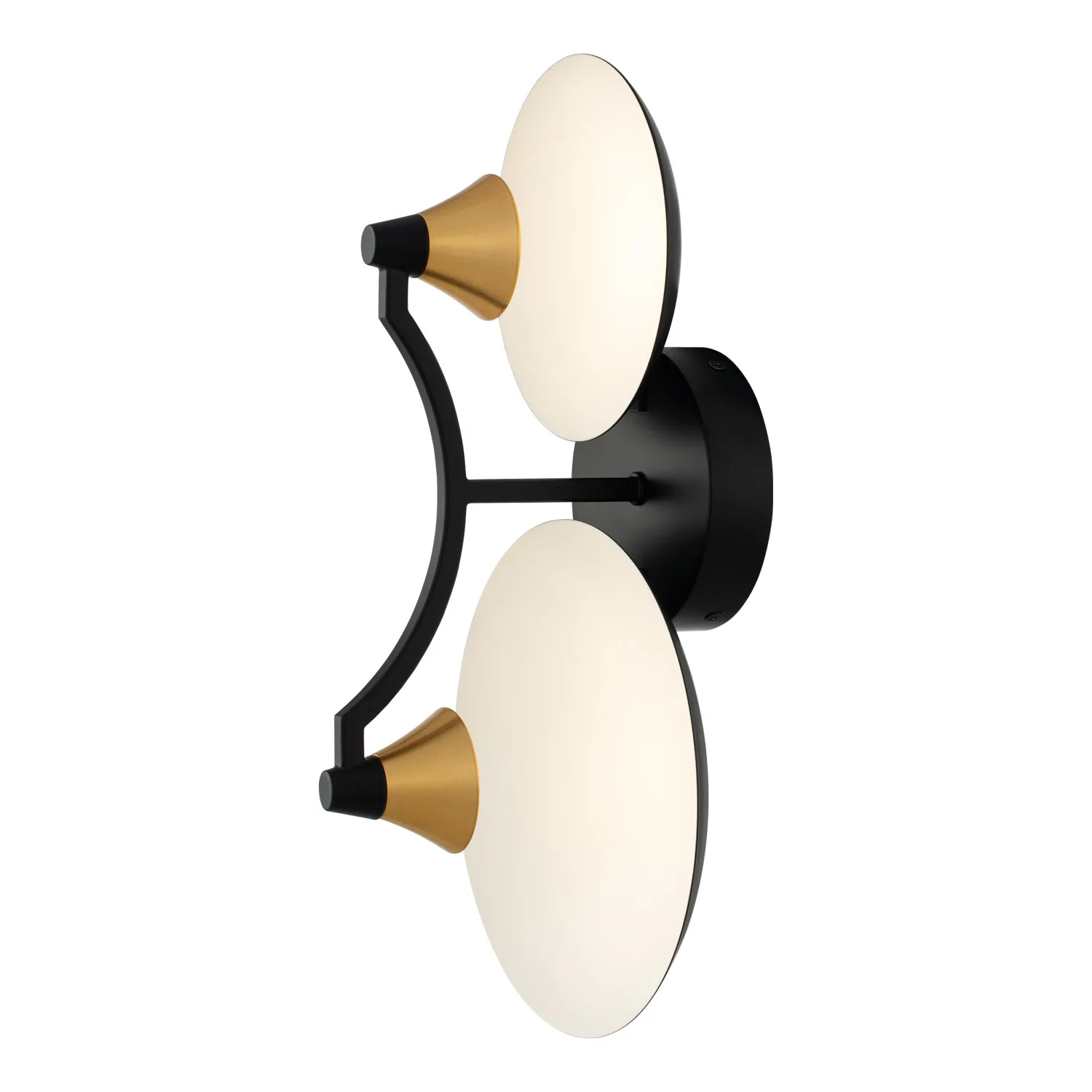 Redding LED Wall Sconce in Matte Black w White and Brass Accent