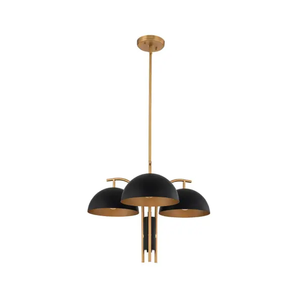 Taking its cues from classic Mid-Century Modern design, Marcel combines Matte Black with New Brass for a fresh take on retro. Collection: Marcel Finish: Matte Black w/ New Brass Glass: Metal Matte Black Outside New Brass Inside Width: 24.00" Height: 18.00" Length: 24.00" Weight: 12.00 lb Wire: 96" Rod: (1) 6", (1) 12", (1) 24" Canopy: 5"x1" Number of Bulbs: 3 Maximum Wattage: 40.00 W Bulb Type: G16.5 Bulb Base: E12 Candelabra Dimmable Voltage: 120.00 V Material: Steel Country of Origin: China Safety Listing: cETL Safety Rating: Dry