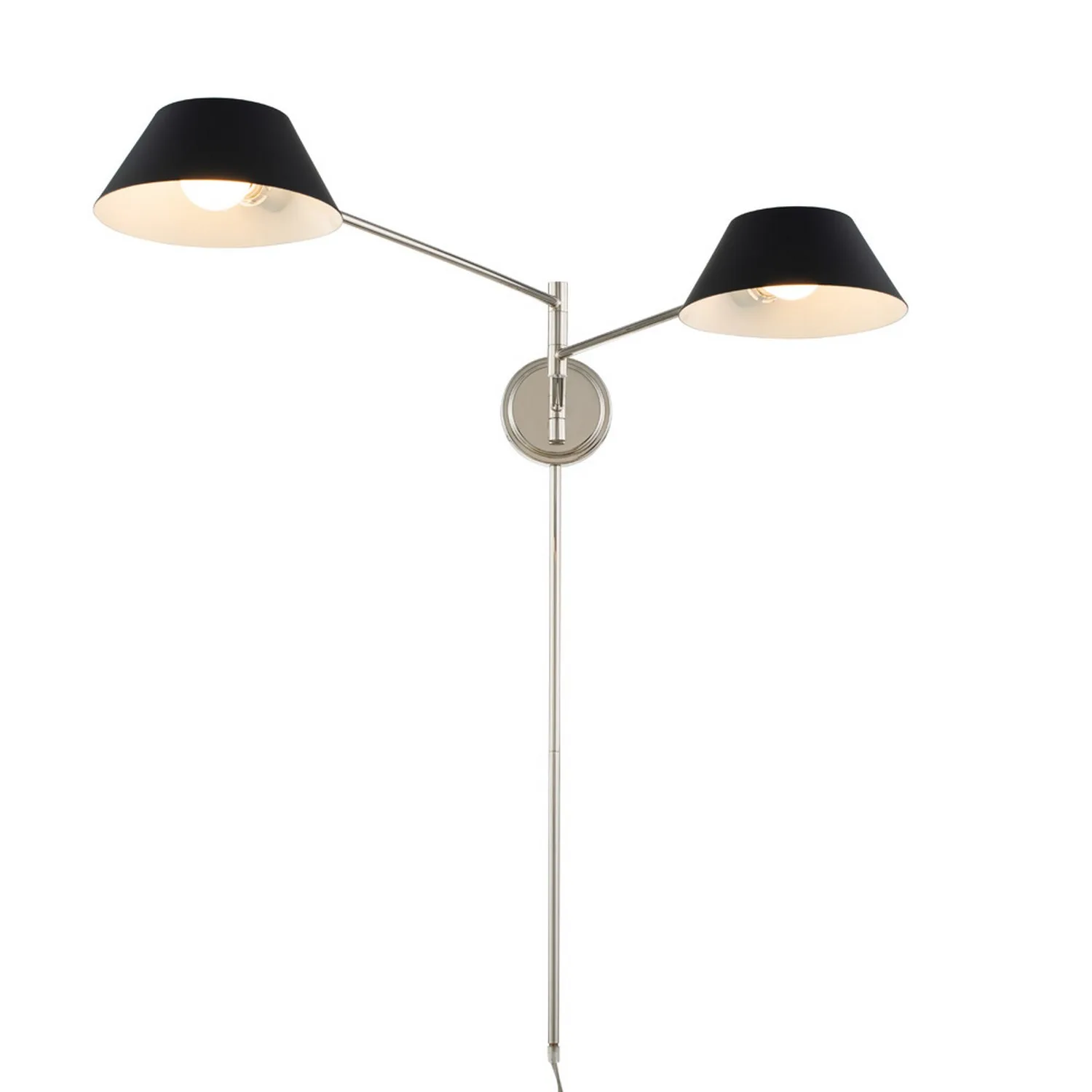 Bruno Two Light Wall Sconce in Matte Black w/ Polished Nickel
