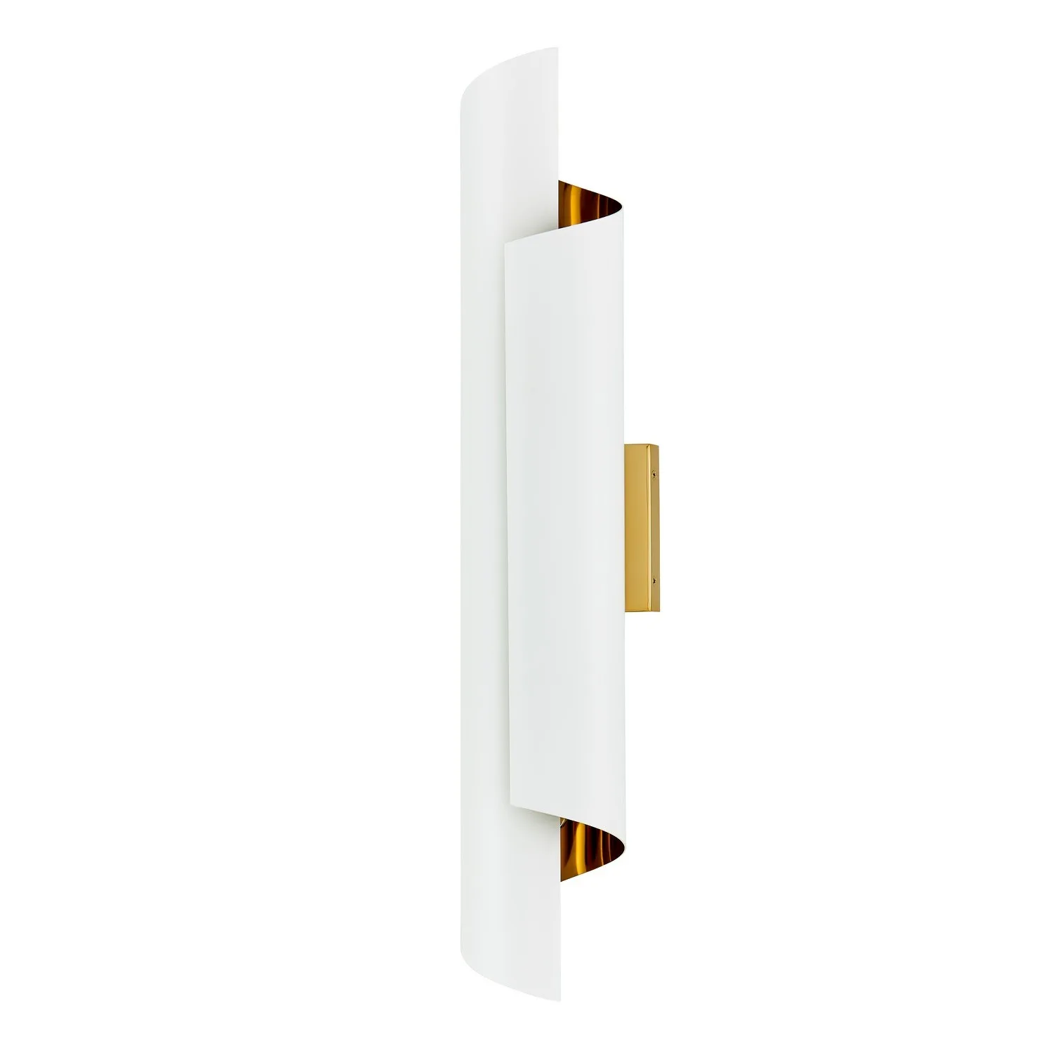 Piaga Two Light Wall Sconce in Matte White and Polished Brass