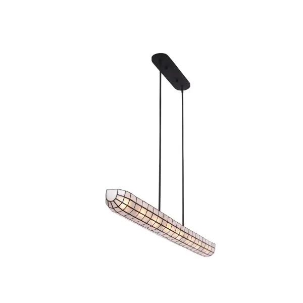 An updated take on a Tiff any-style look, the Sanibel collection encapsulates natural capiz shell in a modern matte black frame. The shells diffuse light to provide a soft, warm glow, and also create a beautiful organic ambiance when the fixture is off. Aircraft cables suspend the pendant from the ceiling for a finishing contemporary detail. Collection: Sanibel Finish: Matte Black Width: 5.00" Height: 4.00" Length: 57.00" Weight: 19.00 lb Wire: 156" Rod: (2) 6", (2) 12", (2) 24" Canopy: 5"x1"x20" Number of Bulbs: 8 Maximum Wattage: 40.00 W Bulb Type: E-12 Bulb Base: E12 Candelabra Dimmable Voltage: 120.00 V Material: Steel, Capiz Shell Country of Origin: Philippines Safety Listing: cETL Safety Rating: Dry
