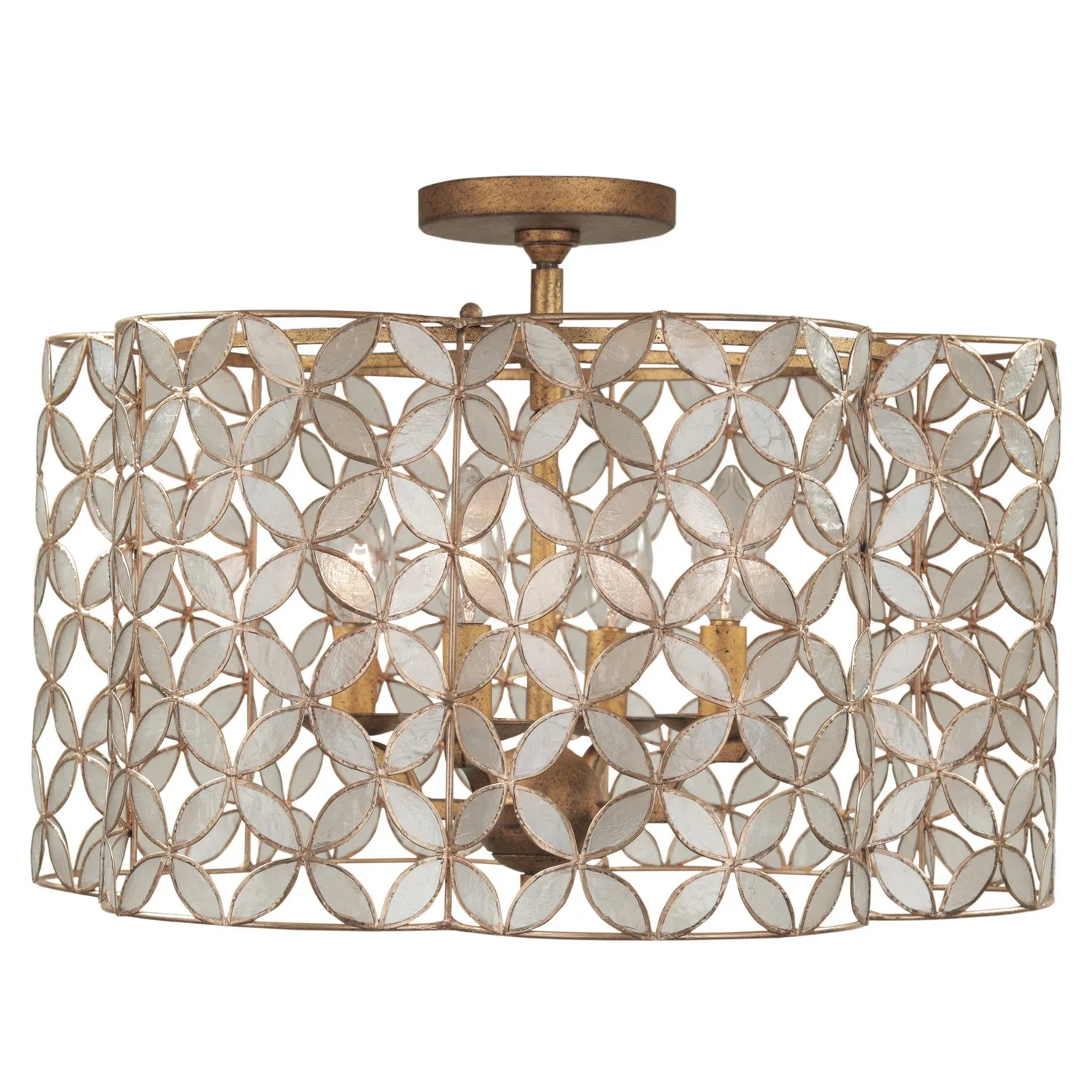 Maurelle Four Light Semi Flush Mount in Oxidized Gold Leaf