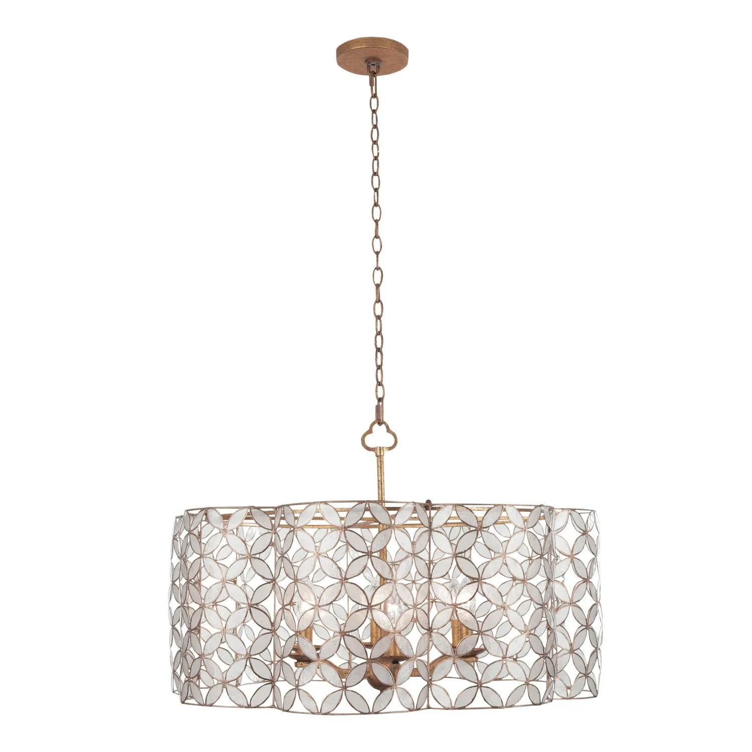 Maurelle Six Light Pendant in Oxidized Gold Leaf