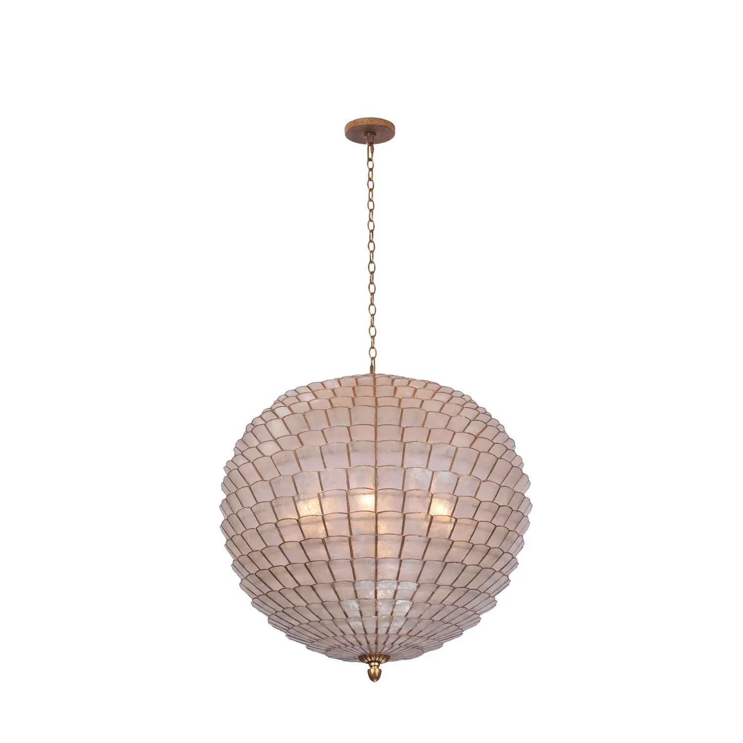 Samal Six Light Pendant in Oxidized Gold Leaf