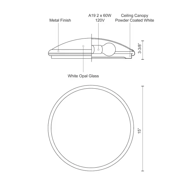 Malta 15-Inch Flush Mount in Brushed Nickel - Image 8