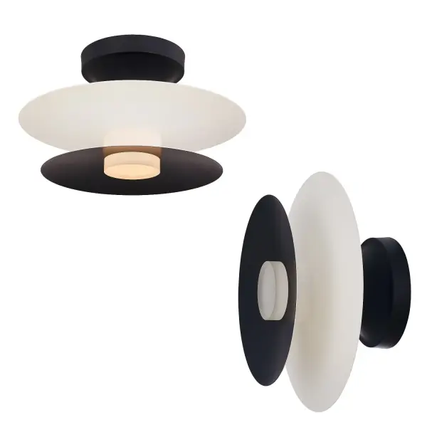 Disappearing silhouettes and clean lines are what gives the Fresno collection this Japandi appeal. The compact design uses LED technology with a white and matte black finish for a soft, reflective glow. Collection: Fresno Rooms: Hallway, Bedroom, Closet, Finish: White and Matte Black Glass: Metal Shade Width: 10.00" Height: 5.50" Length: 10.00" Weight: 3.00 lb Extension from Wall: 5.50" Mounting Height: 5.00" Canopy: 4.75"x4.75" Bulbs Included Maximum Wattage: 5.00 W Bulb Type: LED Light Source: LED Light Output: 455.00 lm Color Temperature: 3000 K CRI: 90 Dimmable Voltage: 120.00 V Material: Steel/Acrylic Country of Origin: China Safety Listing: UL-cUL Safety Rating: Dry LED