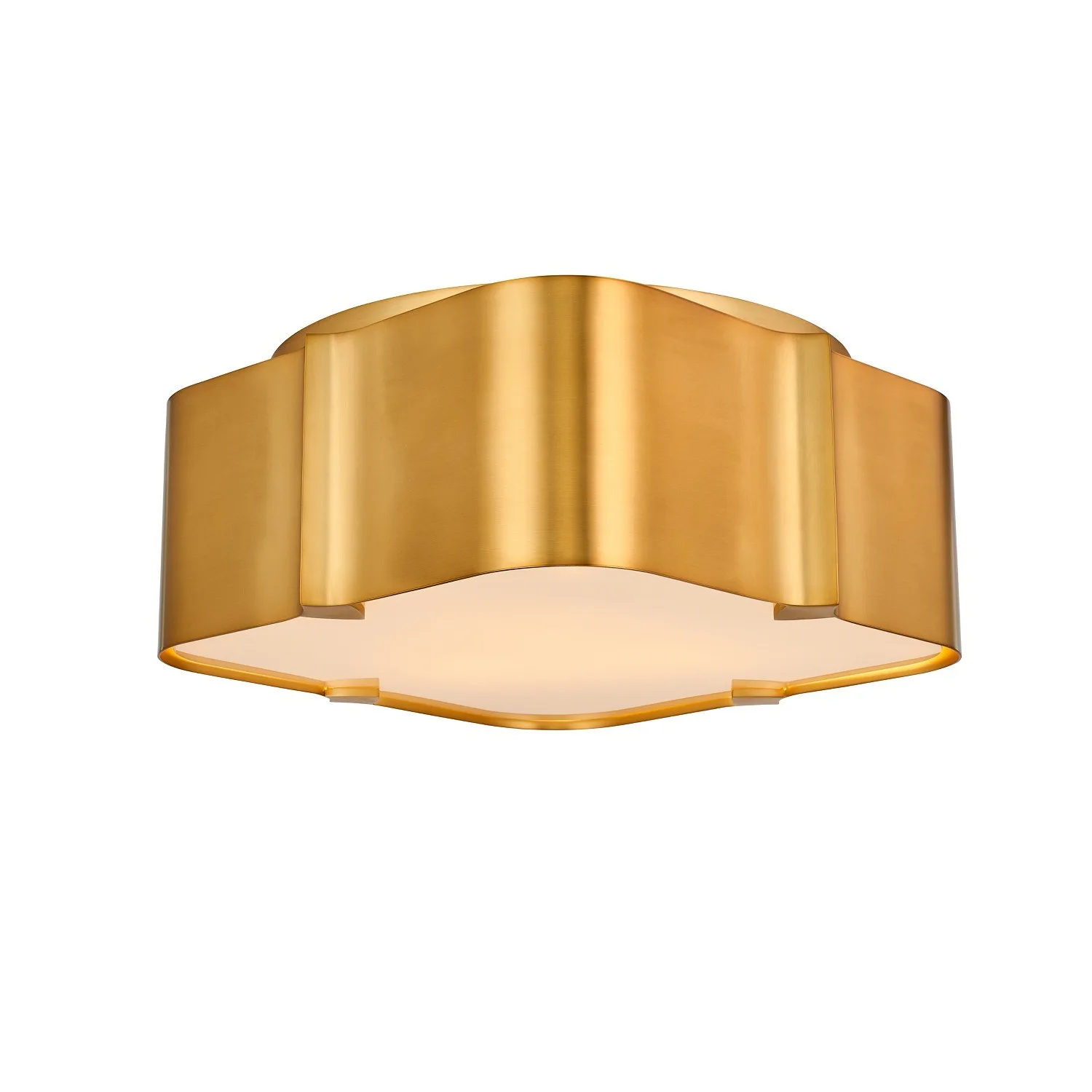 Lotus Three Light Flush Mount in Winter Brass