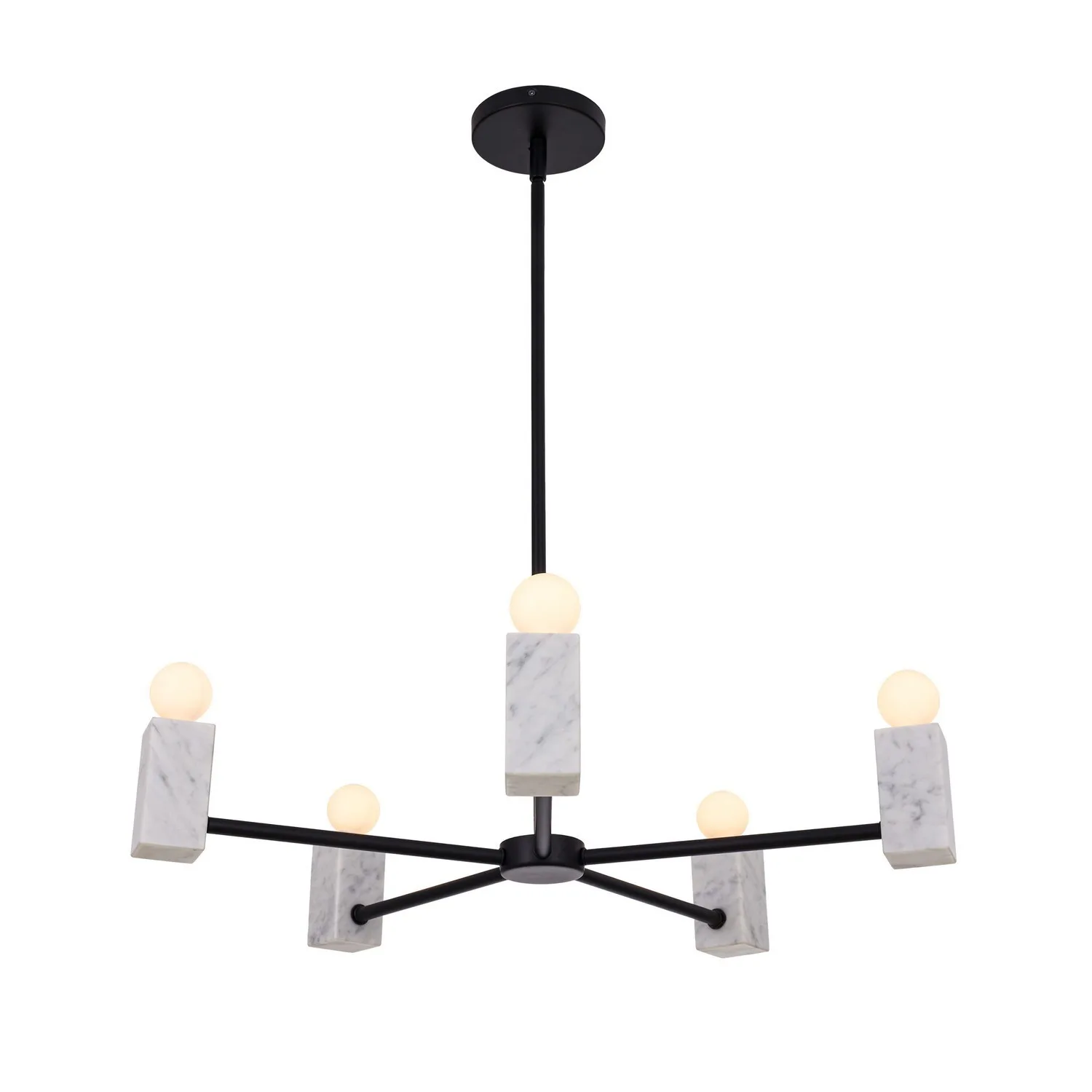 Quadra Five Light Pendant in Matte Black