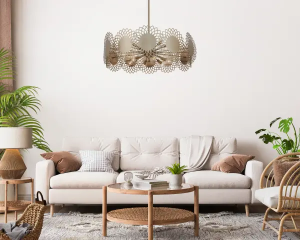 The Helia collection bursts in flower like shapes creating a whimsical design with a hint of Bohemian Flare. Featured in a Brushed Champagne Gold finish on a stainless steel, precision cut frame. Collection: Helia Rooms: Dining Room Finish: Brushed Champagne Gold Width: 32.00" Height: 19.00" Weight: 29.00 lb Wire: 96" Rod: (1) 6", (1) 12", (1) 24" Number of Bulbs: 12 Maximum Wattage: 40.00 W Bulb Type: E12 Bulb Base: E12 Candelabra Dimmable Voltage: 120.00 V Material: Stainless Steel Country of Origin: China Safety Listing: UL-cUL Safety Rating: Dry - alternate view
