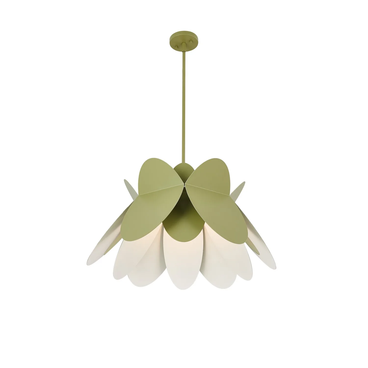 Flor One Light Pendant in White and Green