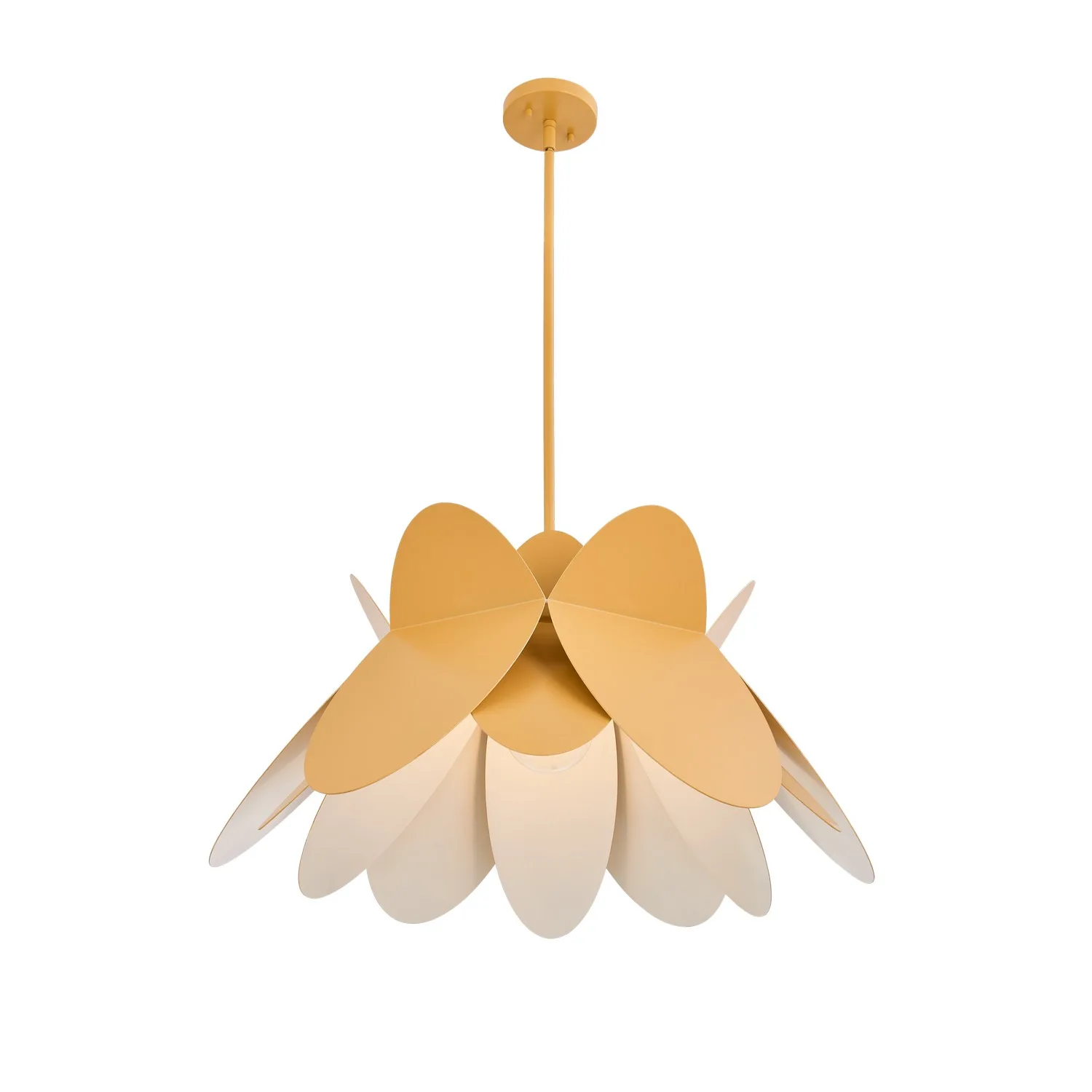 Flor One Light Pendant in White and Yellow