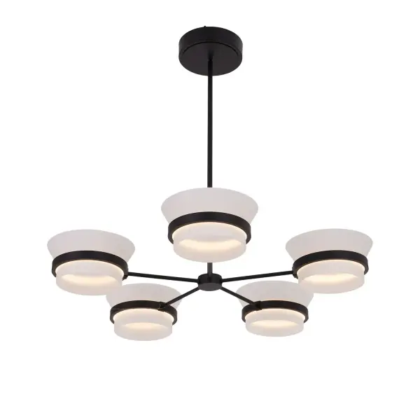 The Anel collection makes the disappearing silhouette a luxury staple with white frosted floating glass shades nested in a classic Matte Black frame. Featuring integrated LED technology that are dimmable using TRIAC dimmers (not included). Collection: Anel Rooms: Dining Room Finish: Matte Black Glass: White frosted Glass Ring Width: 32.00" Height: 13.00" Weight: 15.00 lb Wire: 96" Rod: (1) 6", (1) 12", (1) 24" Canopy: 5"x1" Bulbs Included Maximum Wattage: 60.00 W Bulb Type: LED Light Source: LED Light Output: 3100.00 lm Color Temperature: 3000 K CRI: 90 Dimmable Voltage: 120.00 V Material: Steel, Glass Country of Origin: China Safety Listing: UL-cUL Safety Rating: Dry LED