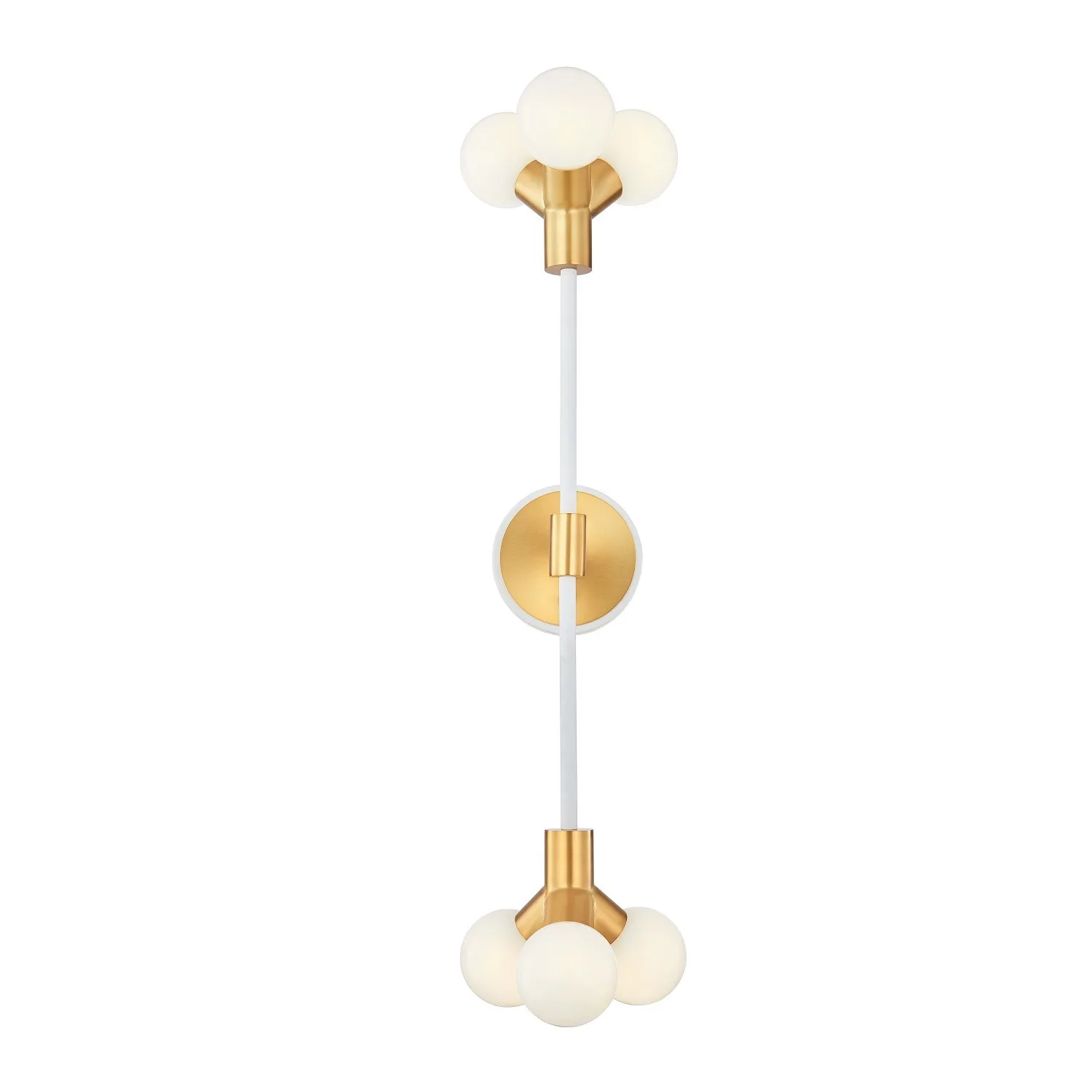 Tres LED Wall Sconce in White and New Brass