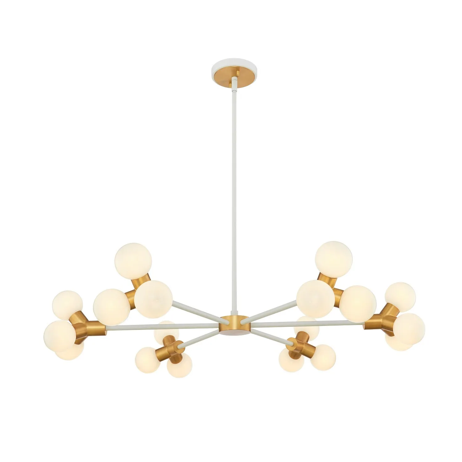 Tres LED Chandelier in White and New Brass