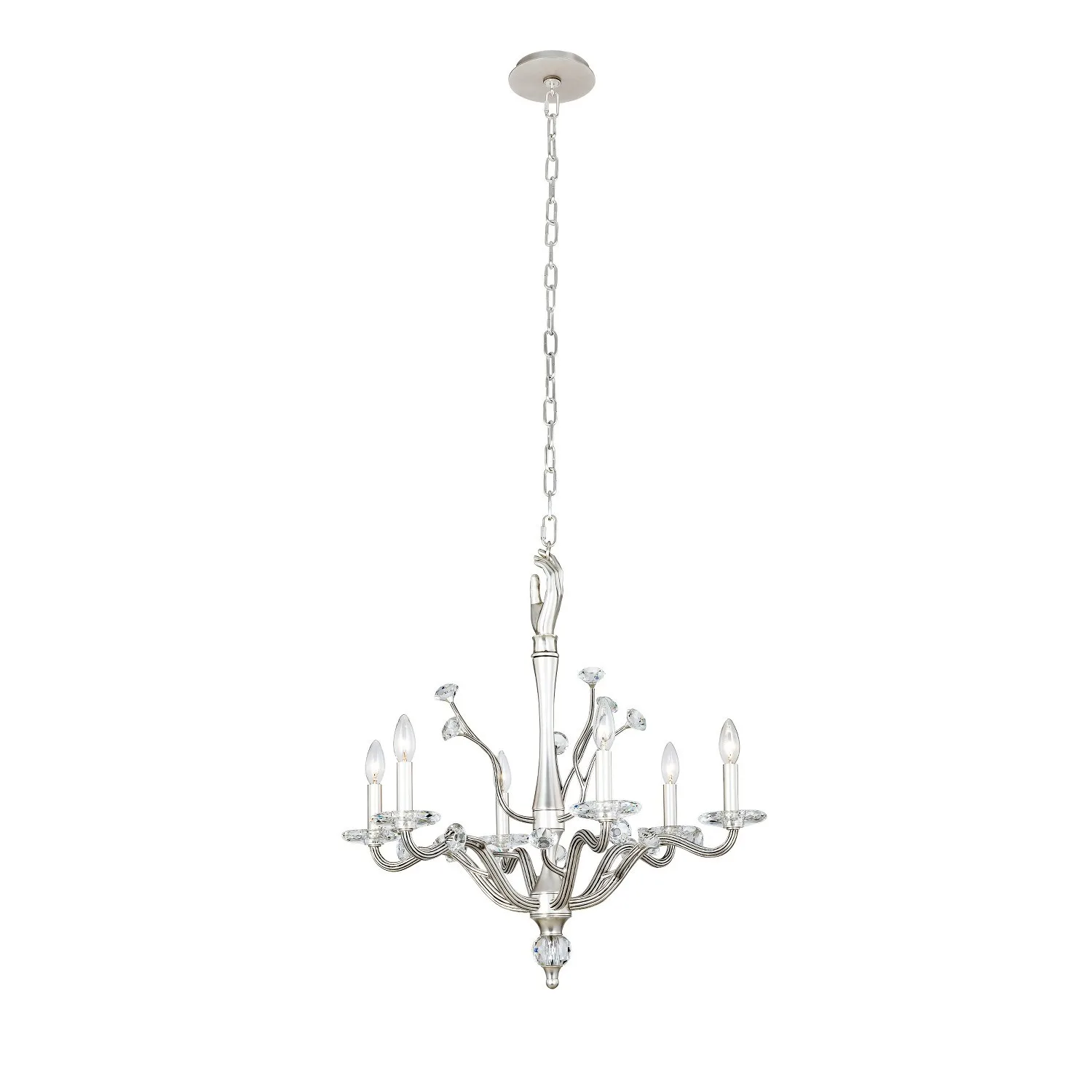 Venus Six Light Chandelier in Pewter