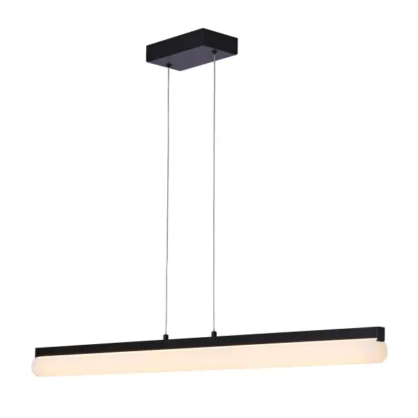 Thick frosted glass cylinder edges are held in place by a Matte Black metal frame that gently conceal the LED housing for a soft glow. Collection: Chico Rooms: Kitchen, Dining Room Finish: Matte Black Width: 2.00" Height: 5.00" Length: 44.00" Weight: 14.00 lb Wire: 156" Canopy: 4.5"x8.5"x1.5" Bulbs Included Maximum Wattage: 30.00 W Bulb Type: LED Light Source: LED Light Output: 2340.00 lm Color Temperature: 3000 K CRI: 90 Dimmable Voltage: 120.00 V Material: Steel, Glass Country of Origin: China Safety Listing: UL-cUL Safety Rating: Dry LED