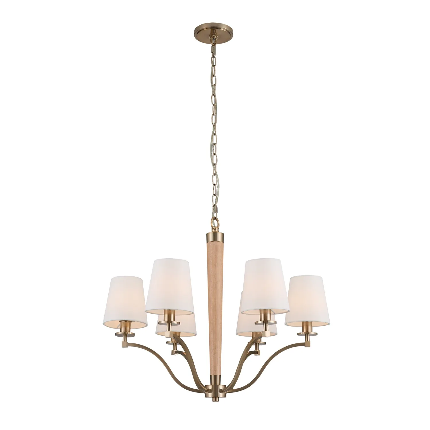 Curva Six Light Chandelier in Brushed Champagne Gold