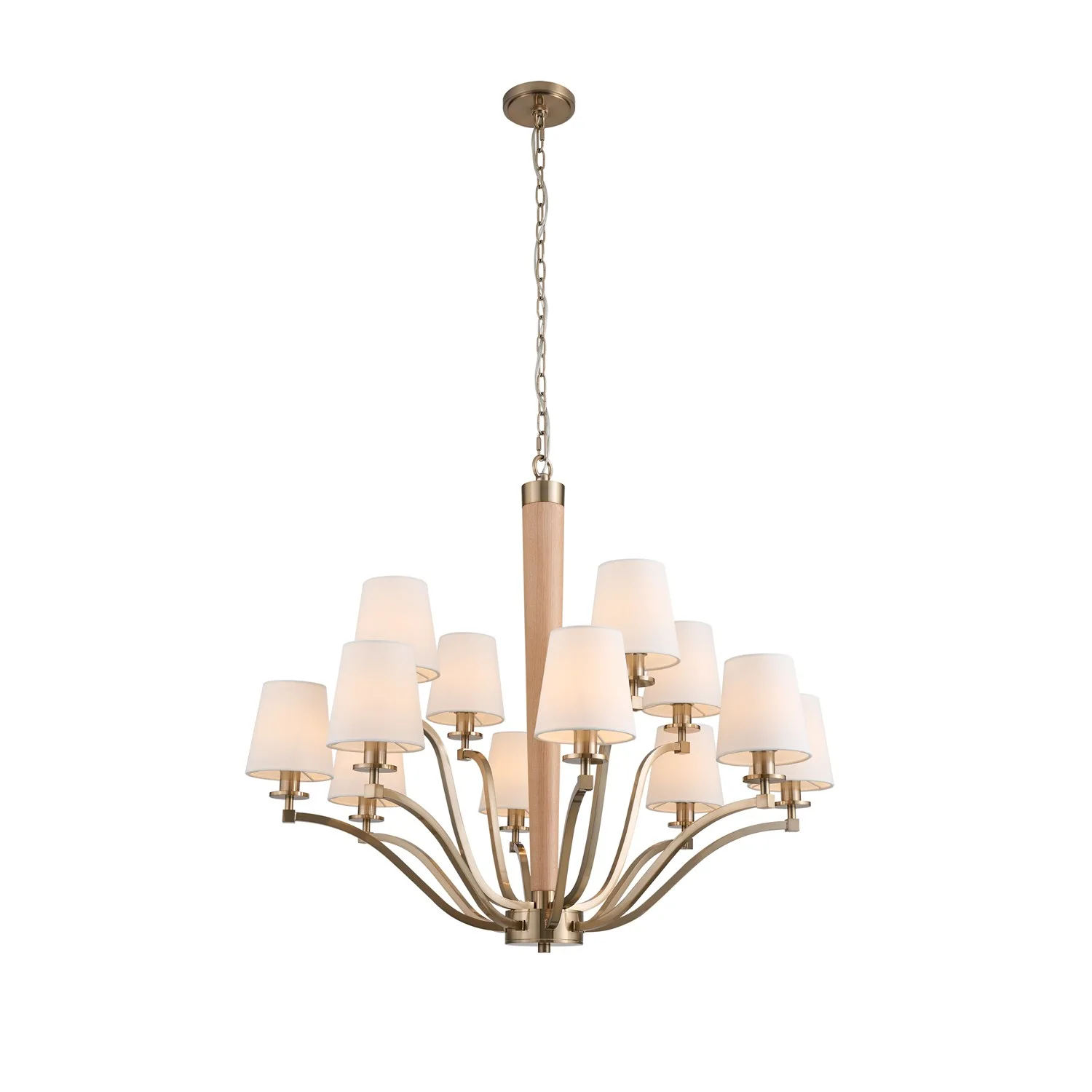 Curva 12 Light Chandelier in Brushed Champagne Gold