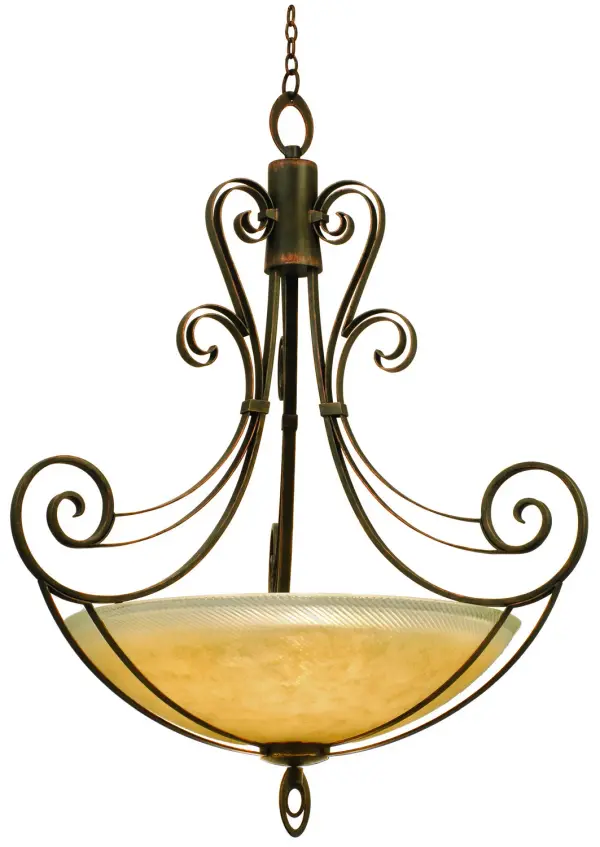 The Collection draws inspiration from the Victorian Era in France. Manufacturer`s exclusive finishes are formed into feminine curves and scallops that showcase our hand-crafted shades to create pieces that are both historical and modern. Collection: Mirabelle Rooms: Foyer, Great Room, Dining Room, Living Room Finish: Antique Copper Glass: Antique Filigree Standard Glass Bowl Notes: Must Specify Glass When Ordering Width: 50.00" Height: 64.00" Weight: 88.00 lb Chain: 96`` Wire: 120`` Canopy: 13.5``x2`` Number of Bulbs: 6 Maximum Wattage: 60.00 W Bulb Type: E26 Bulb Base: E26 Medium Dimmable Voltage: 120.00 V Material: Hand Forged Wrought Iron Country of Origin: Phillipines Safety Listing: Dry Safety Rating: cETL