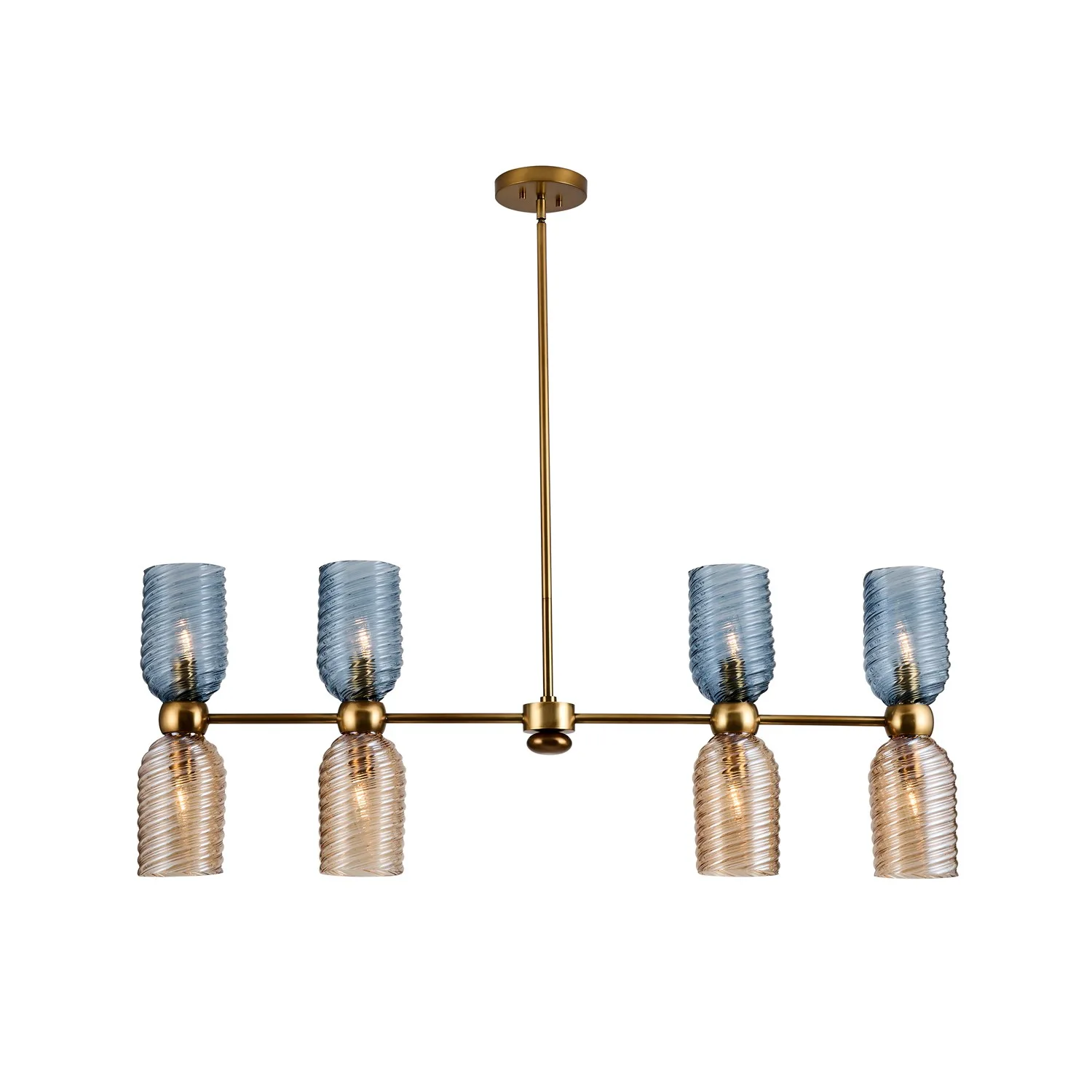 Azul Eight Light Island Pendant in Aged Gold