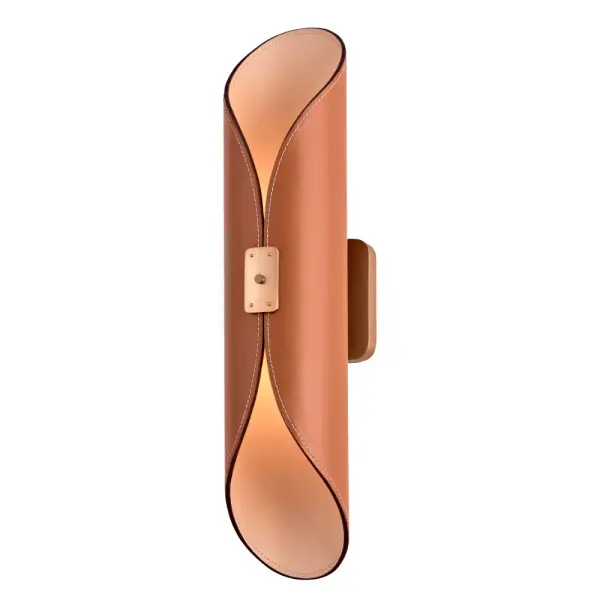 Luxury home accent pieces, these natural leather wal sconces are a beautiful touch for any modern interior space. The contrast of colors are an unexpected accent in the stitching and on the edges. The up and down LED lights are hidden behind the brass hardware. Add sophisticated color and texture to your design palette with the Cape LED wall sconce. Collection: Cape Rooms: Living Room, Game Room, Bedroom, Finish: Satin Brass Width: 4.25" Height: 20.00" Weight: 4.40 lb Extension from Wall: 6.00" Wire: 12" Canopy: 4.5"x0.5" Bulbs Included Maximum Wattage: 4.00 W Bulb Type: LED Light Source: LED Light Output: 560.00 lm Color Temperature: 3000 K CRI: 90 Dimmable Voltage: 120.00 V Material: Leather, Steel, Brass Country of Origin: China Safety Listing: UL-cUL Safety Rating: Dry LED