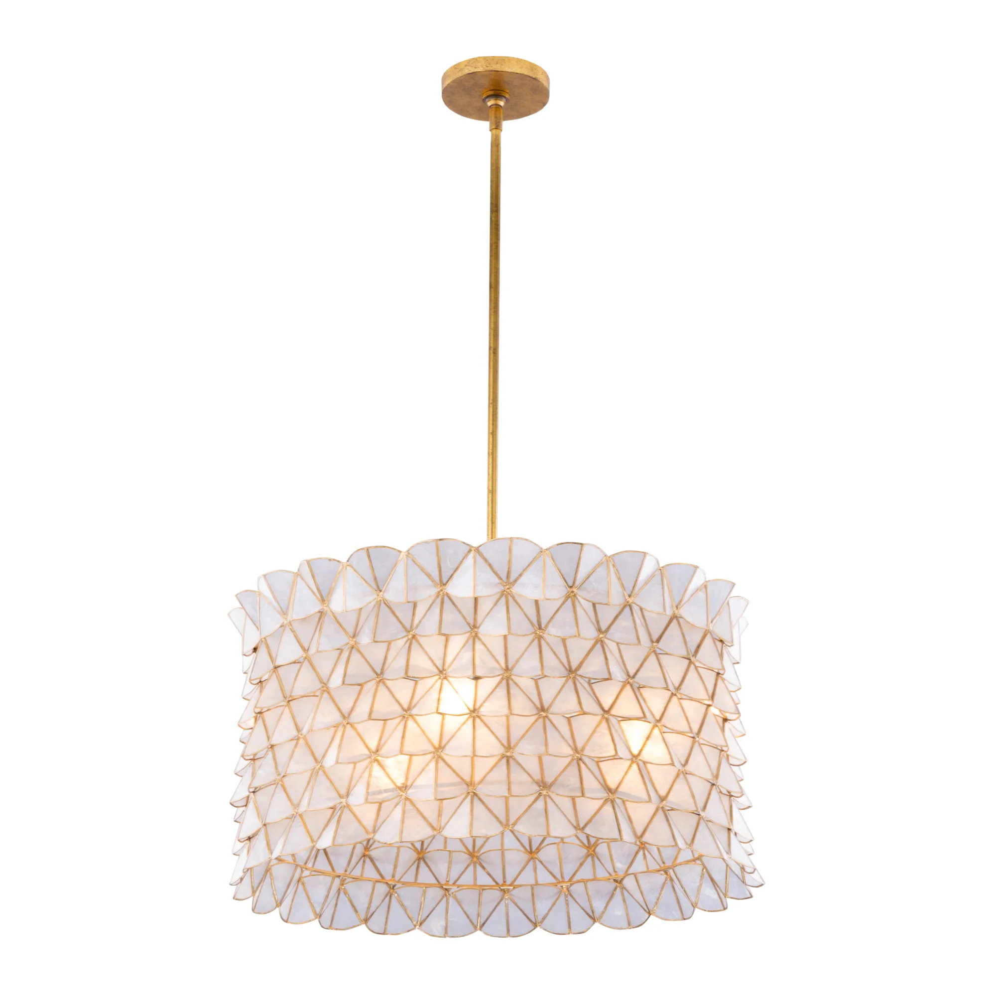 Flair Three Light Pendant in Oxidized Gold Leaf