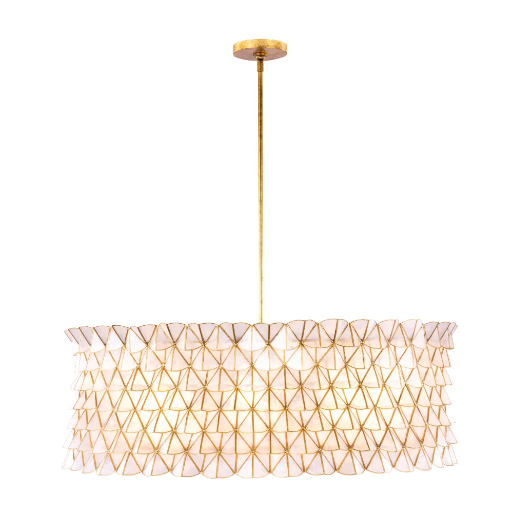 Flair Eight Light Pendant in Oxidized Gold Leaf