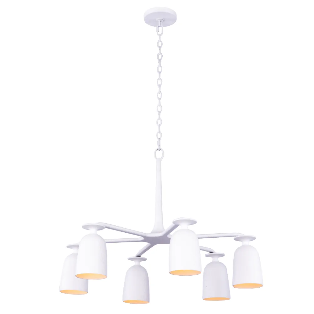 Gabardine Six Light Chandelier in Matte White