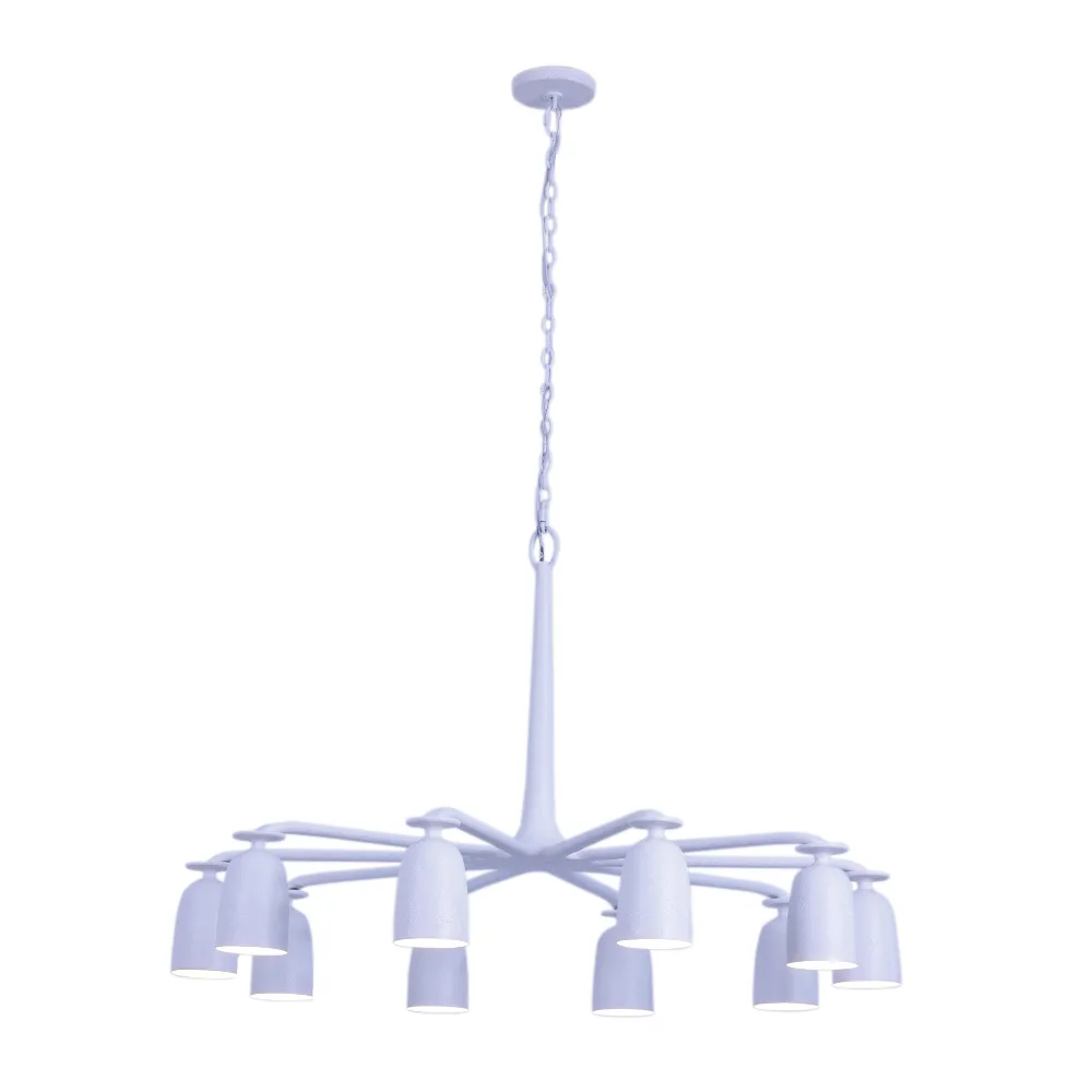 Gabardine Ten Light Chandelier in Matte White