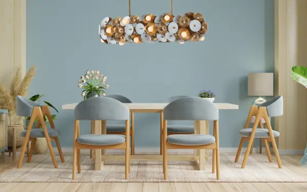 Insipired by a floral bouquet, the Damask collection features stamped steel flowers that create a swirl textured design. Soft white globes randomly sit to illuminate the outside while additional bulbs glow from behind to create a n even light. Available in Matte Black and Gold or Matte White and Gold finishes Collection: Damask Rooms: Kitchen, Dining Room Finish: White and Vintage Brass Width: 14.00" Height: 10.00" Length: 48.00" Weight: 34.76 lb Extension from Wall: 42.00" Wire: 96" Rod: (2) 6", (2) 12", (2) 24" Canopy: 5"x1"x25.5" Number of Bulbs: 24 Maximum Wattage: 40.00 W Bulb Type: Candelabra Bulb Base: E12 Candelabra Dimmable Voltage: 120.00 V Material: Steel Country of Origin: Philippines Safety Listing: UL-cUL Safety Rating: Dry - alternate view