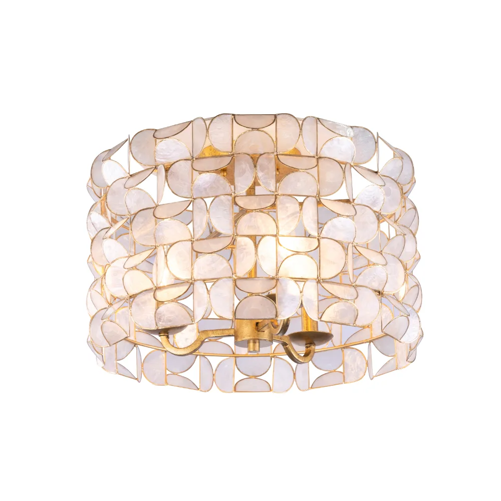 Crescent Four Light Flush Mount in Oxidized Gold Leaf