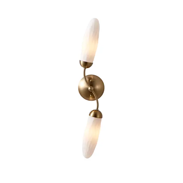 The Crest Collection boasts a botanical inspiration with a water textured effect on the elongated frosted glass shades. The slightly curving arms add softness with a warm glow illuminating from the shades that unscrew from holders for bulb access. Available in a Winter Brass finish. Collection: Crest Rooms: Powder Room, Dining Room, Bedroom, Finish: Winter Brass Width: 26.00" Height: 26.00" Weight: 2.00 lb Wire: 12" Canopy: 5"x0.5" Number of Bulbs: 9 Maximum Wattage: 5.00 W Bulb Type: Candelabra Bulb Base: E12 Candelabra Dimmable Voltage: 120.00 V Material: Steel, Glass Country of Origin: China Safety Listing: UL-cUL Safety Rating: Dry