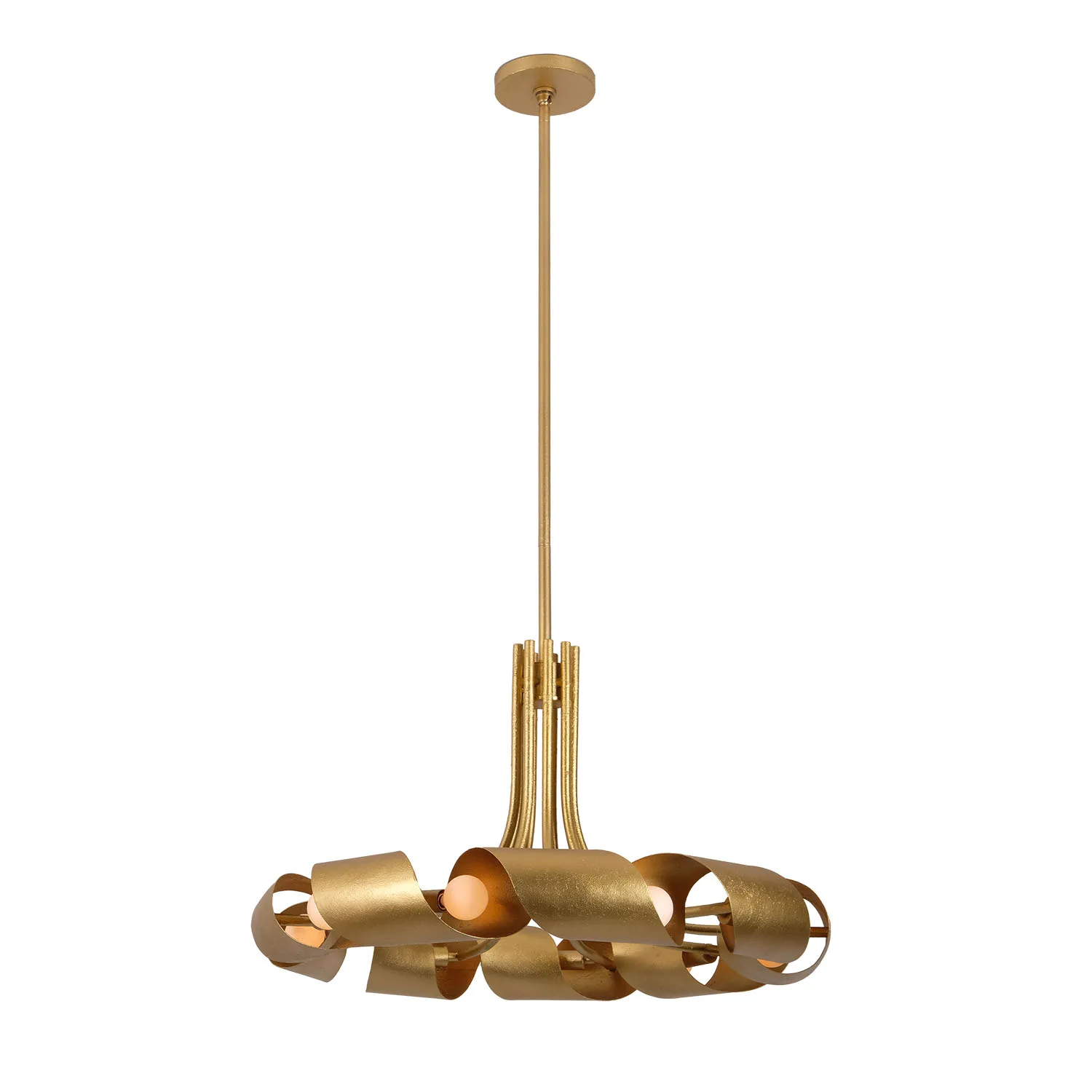 Ribbon Nine Light Pendant in Bright Gold Leaf