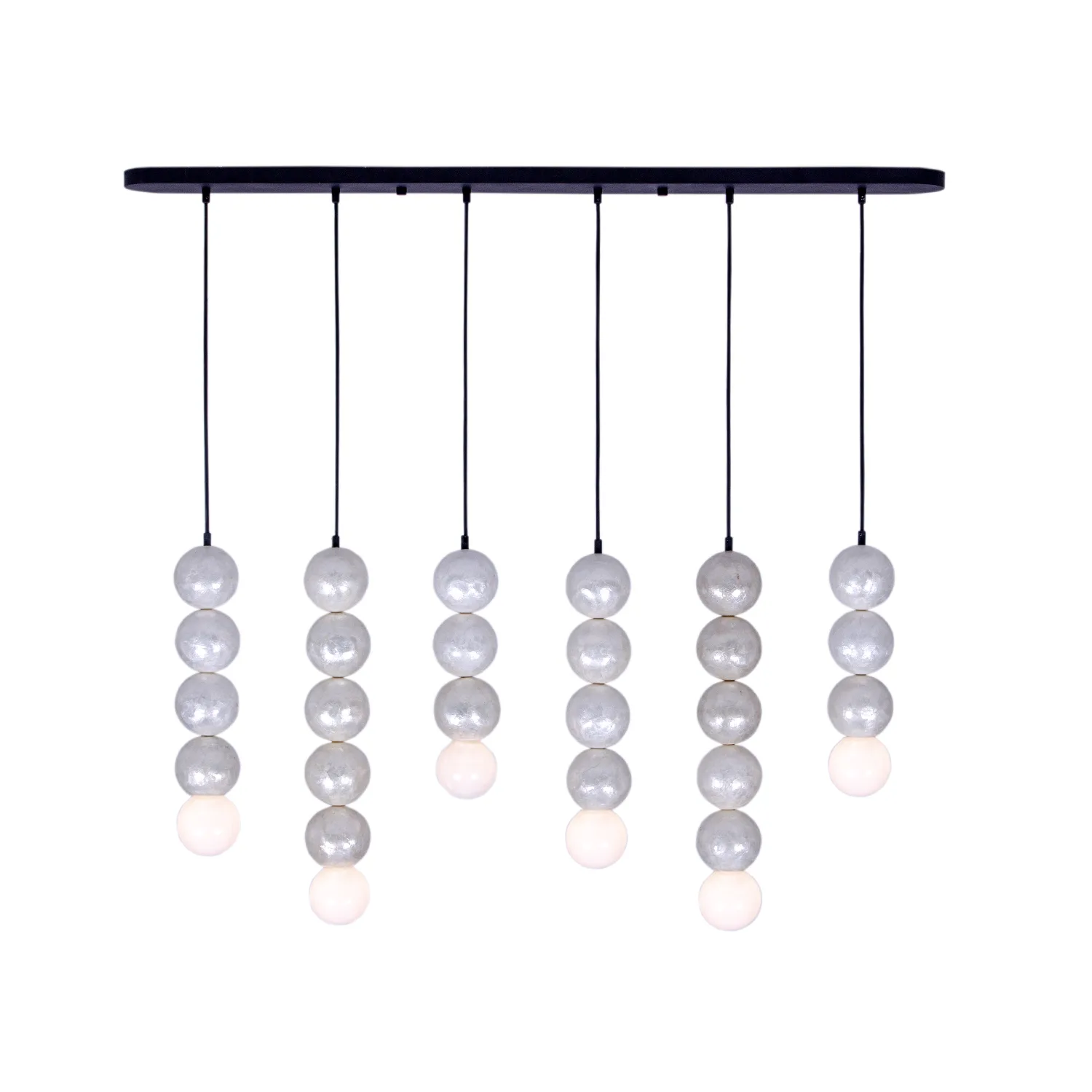 Pearls Six Light Island Pendant in Matte Black