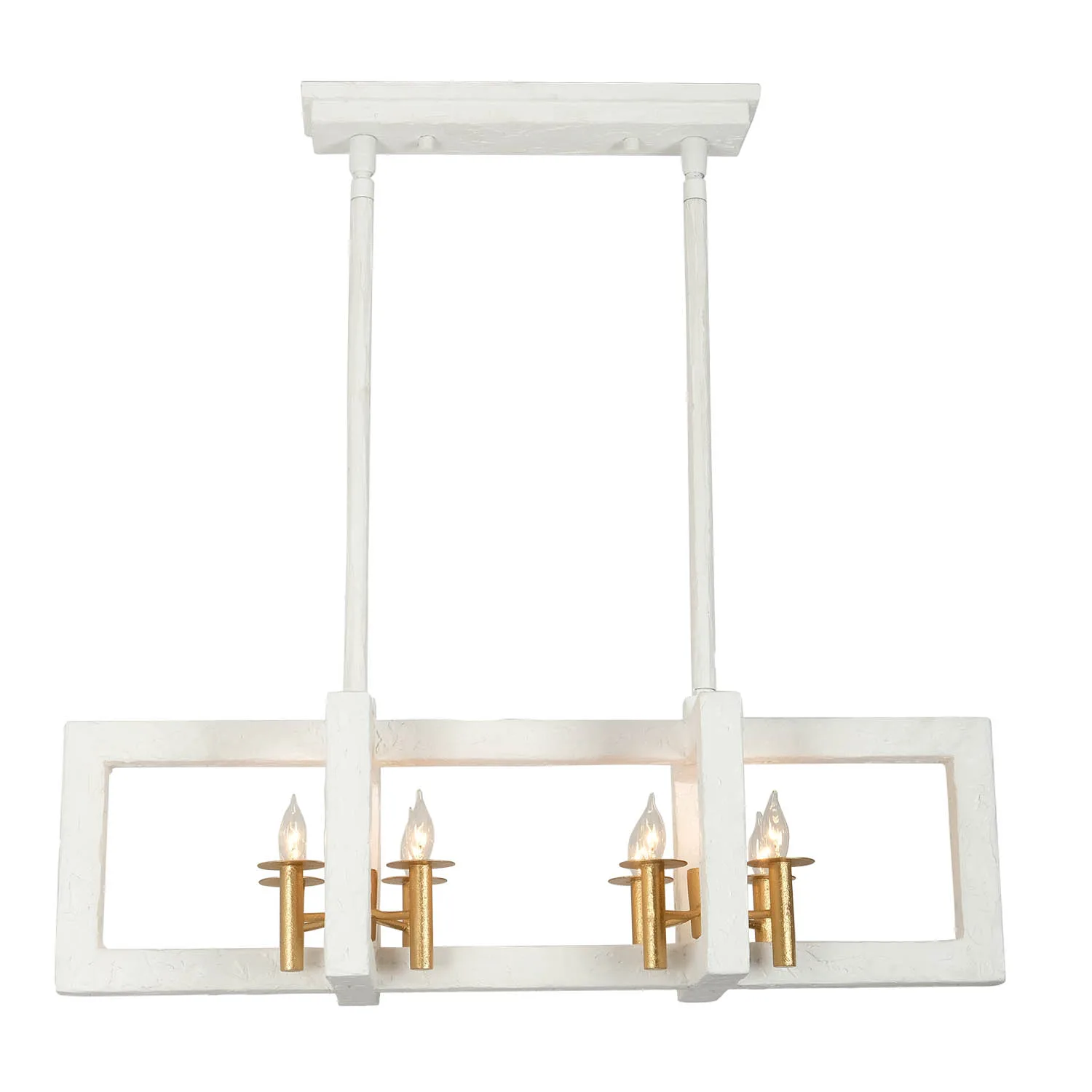 Duo Eight Light Island Pendant in Soft Gold and White