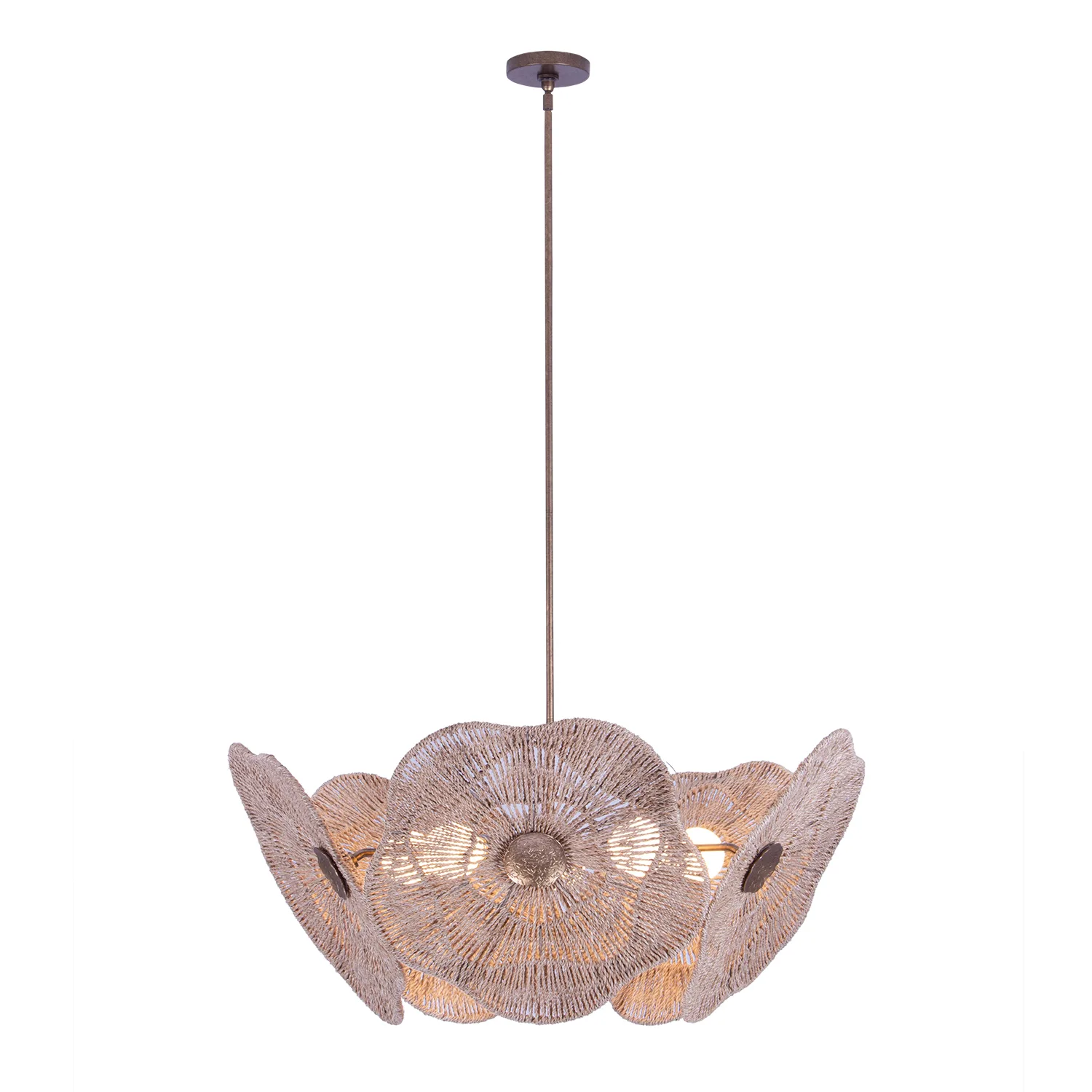 Poppy Five Light Pendant in Pearlized Antique Brass