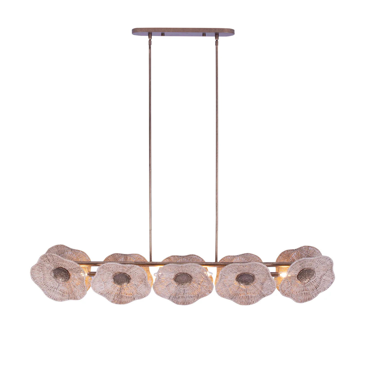 Poppy Five Light Island Pendant in Pearlized Antique Brass
