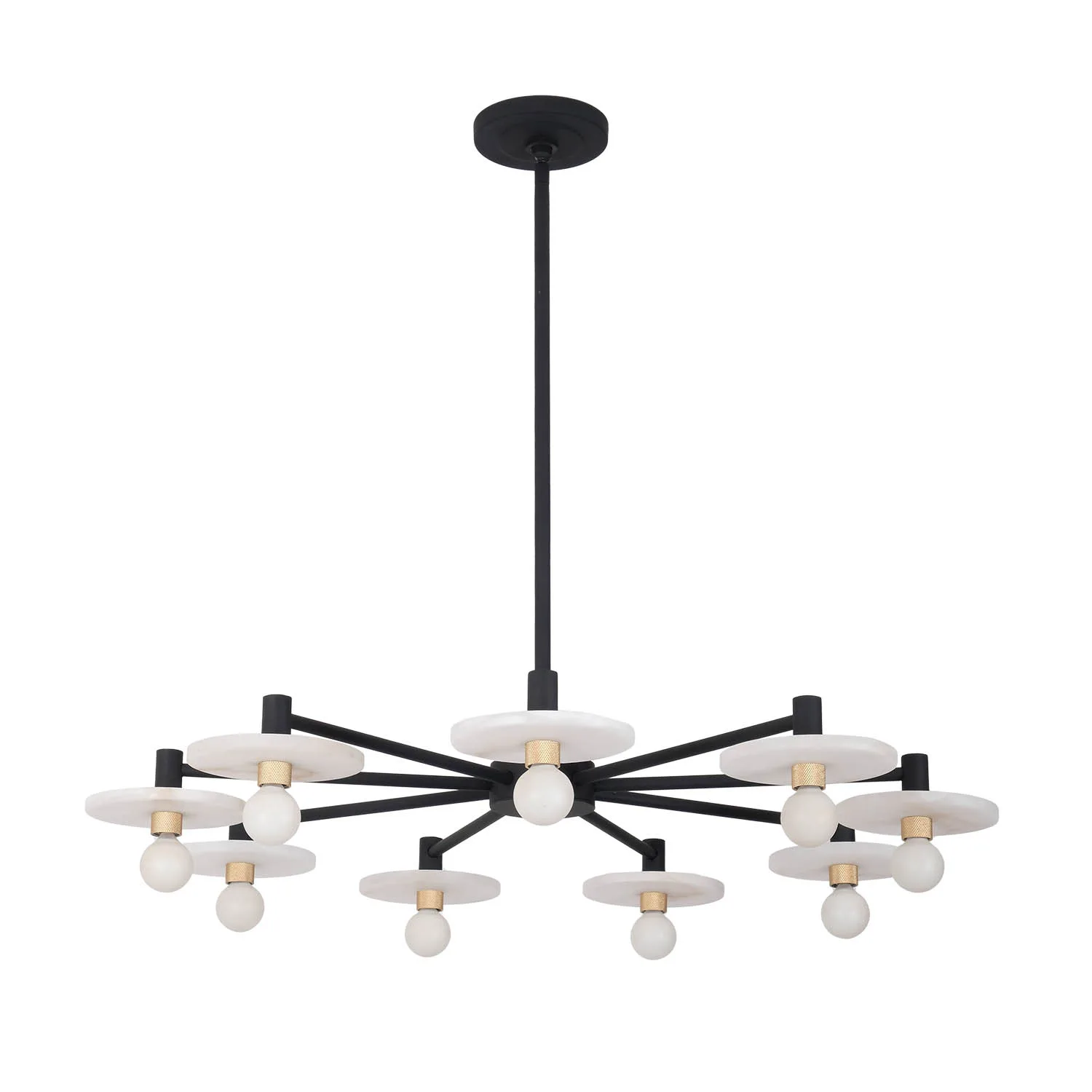 Discus Nine Light Pendant in Matte Black